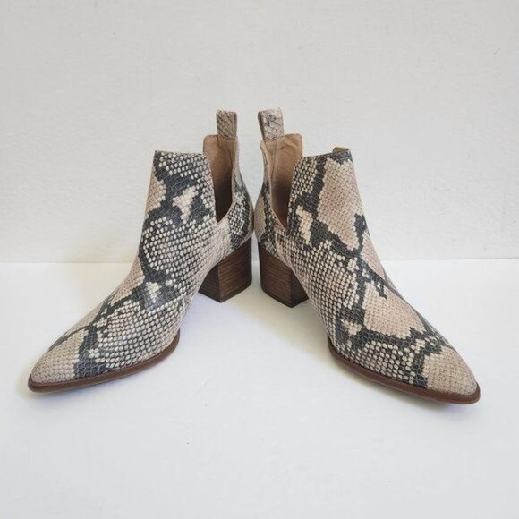 Lucky Brand Jabilo Snake Print Leather Block Heel Western Booties - Picture 4 of 9